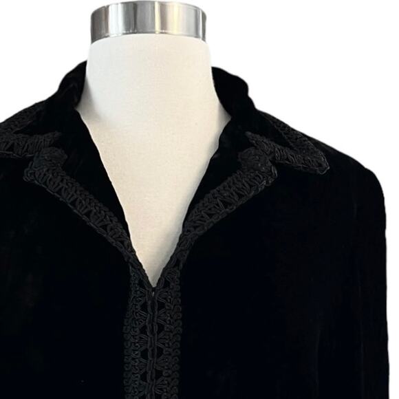 RALPH LAUREN Black Label Black Velvet Jacket Evening Lace Trim USA Union 10 EUC - Picture 9 of 11